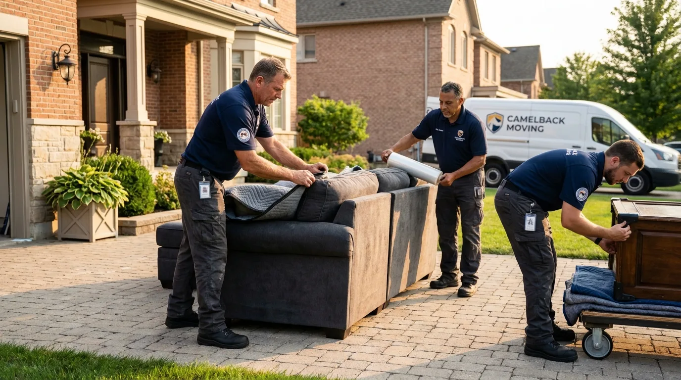 Large estate moving crew wrapping furniture in Benicia, CA