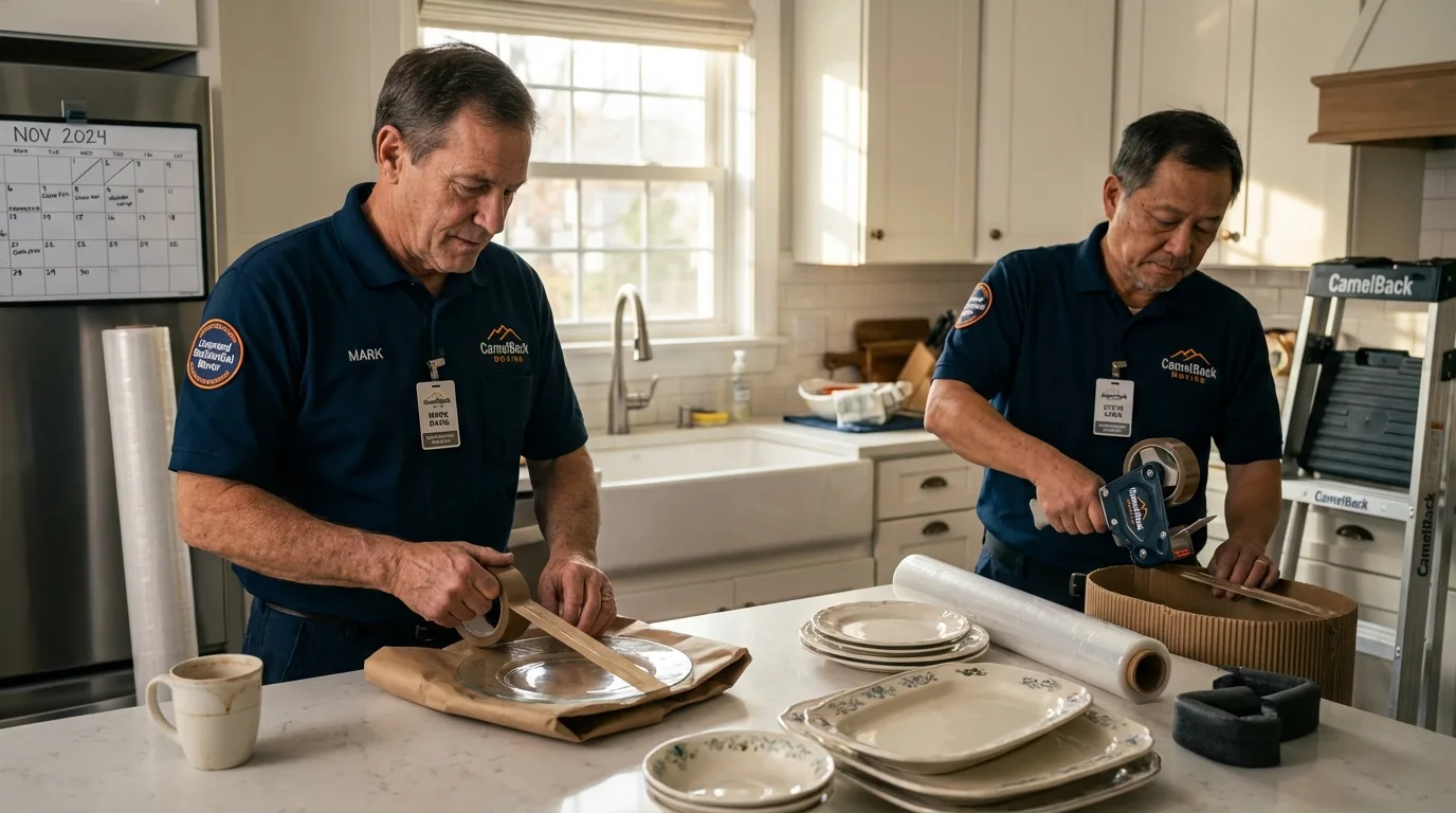 Professional crew packing kitchen dishware in Benicia, CA